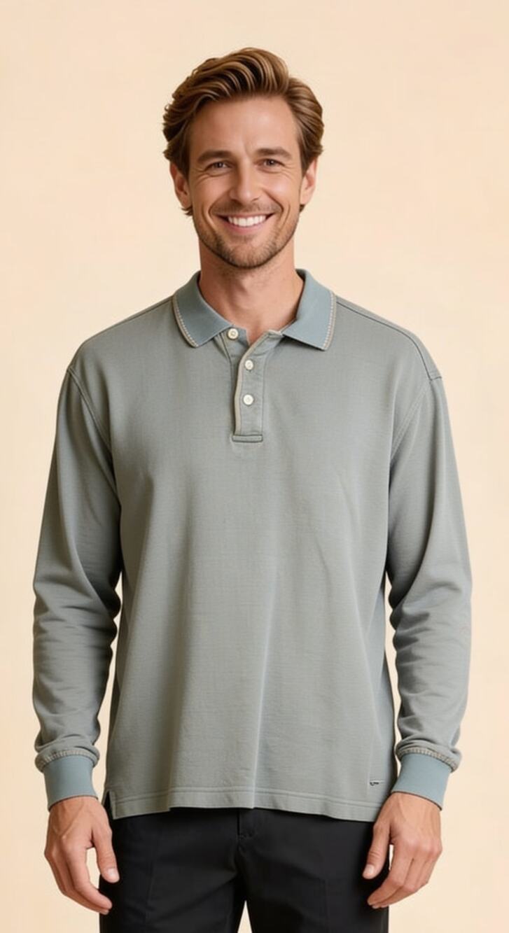 Nike Golf Men's Large Dri-FIT Long Sleeve Polo Shirt Green Heather L